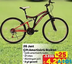 26 JANT ÇİFT AMORTİSÖRLÜ BİSİKLET 26 JANT ÇİFT AMORTİSÖRLÜ BİSİKLET